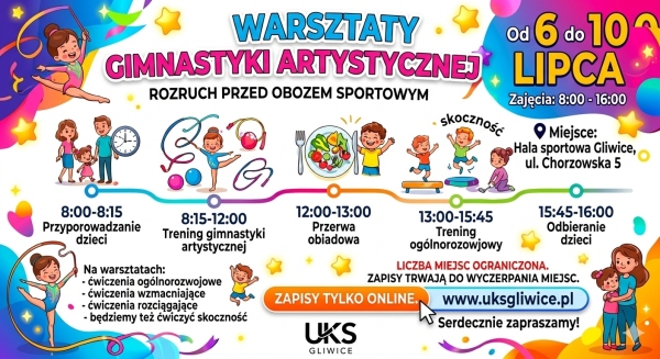 6.07.2026-10.07.2026 LETNIE WARSZTATY GIMNASTYKI